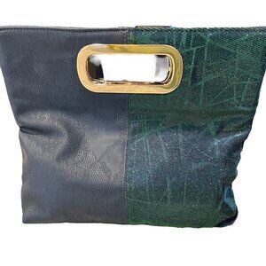 Vintage Ethel & Myrtle Inc. Blue Iridescent Peacock Inspired Tote Handbag